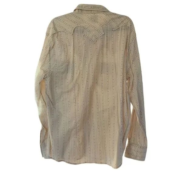 Cinch Men's XL Beige Striped Western Pearl Snap Shirt Long Sleeve - Picture 6 of 8
